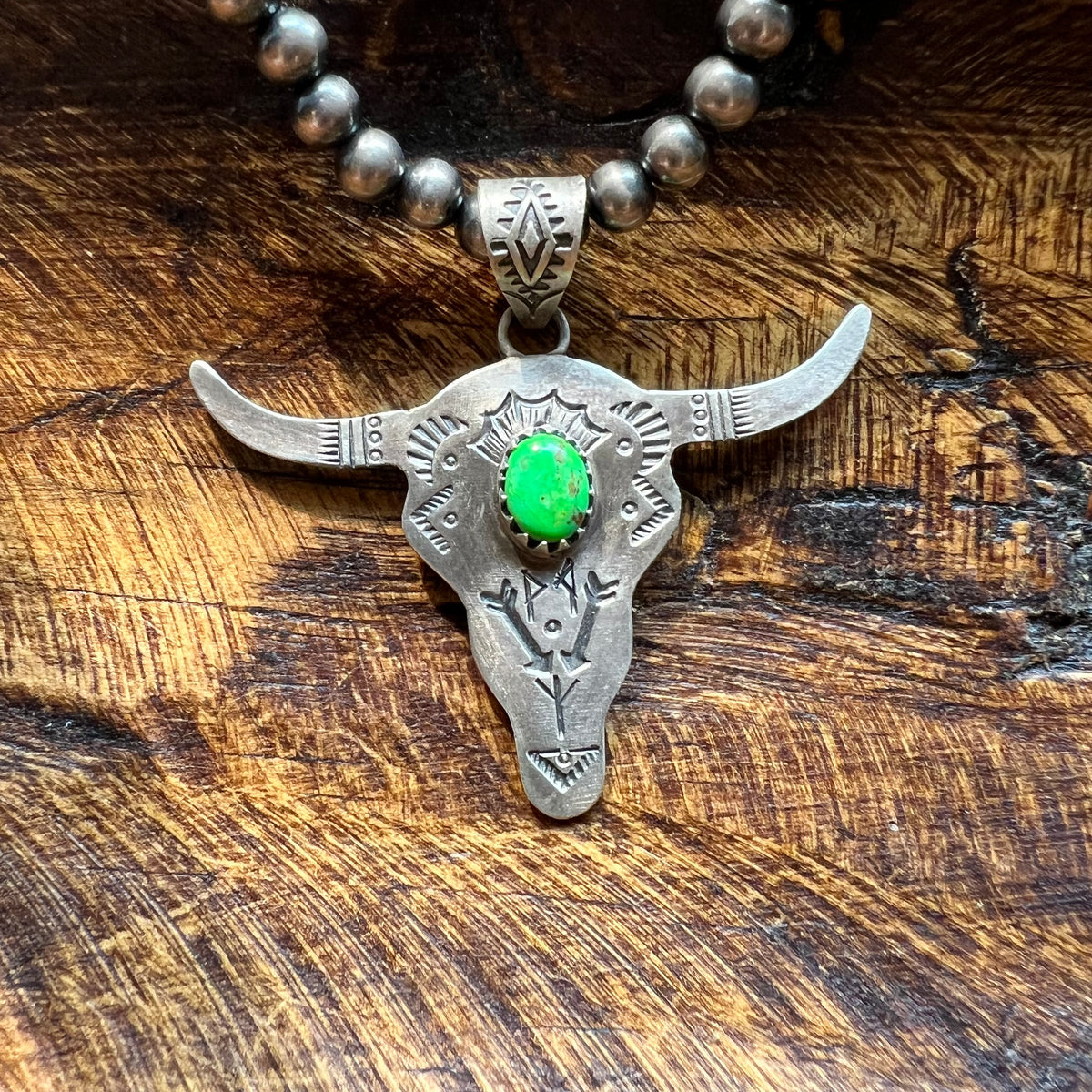 Sterling Silver Steer Head Pendant – Sonoran Gold or White Buffalo