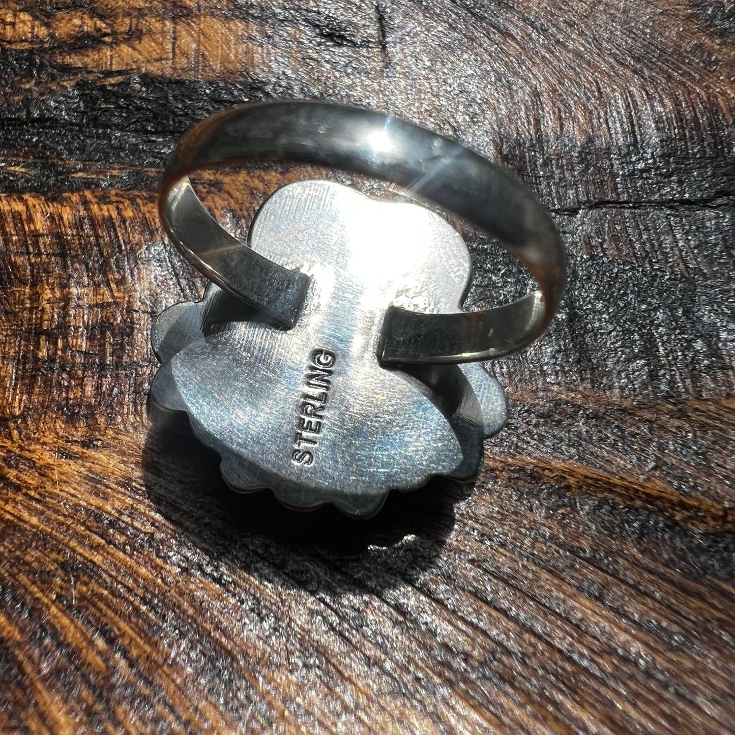 Kingman Turquoise Heart Cluster Ring – Sterling Silver Southwestern Statement | Size 8.75