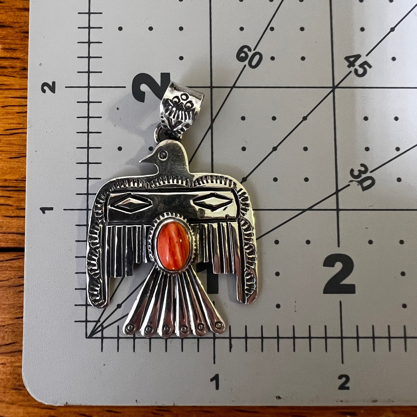 Spiny Oyster Thunderbird Sterling Silver Pendant