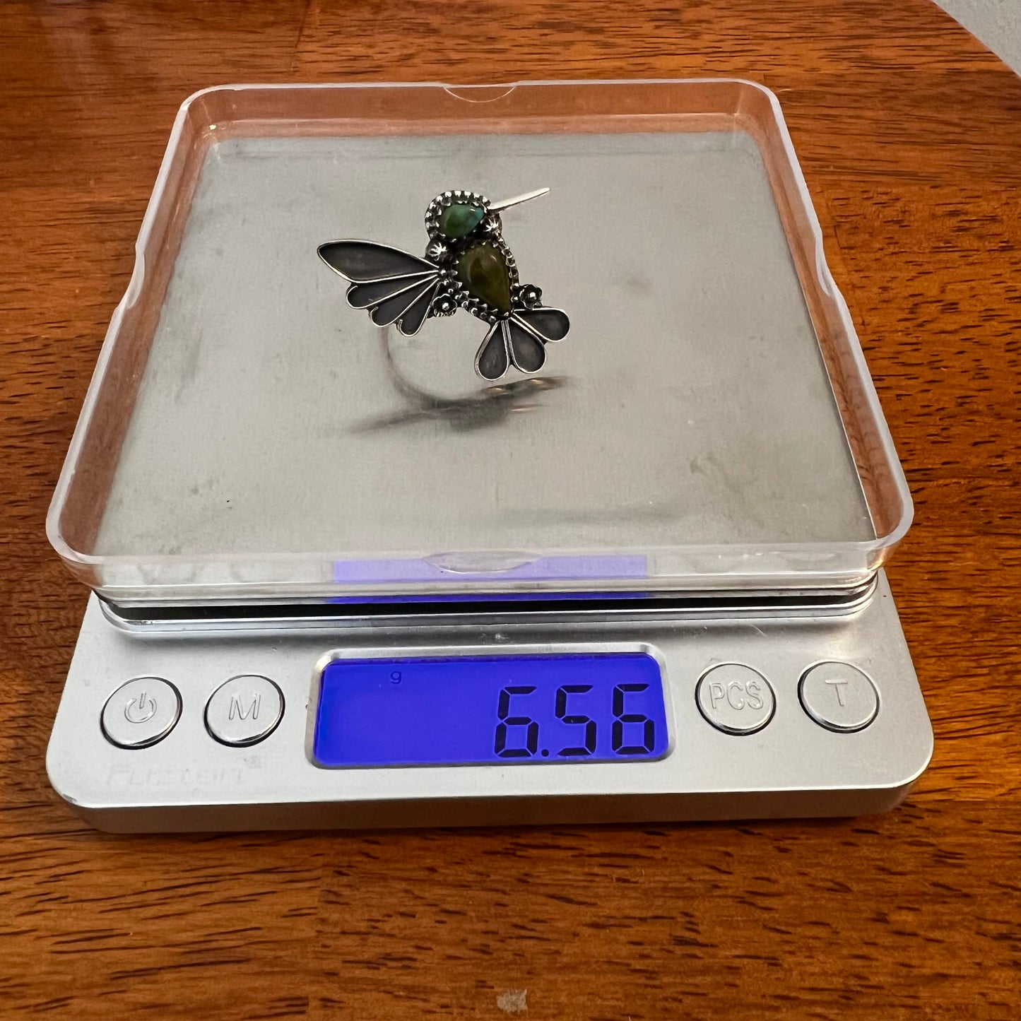 Sterling Silver Kingman Turquoise Hummingbird Ring Size 8