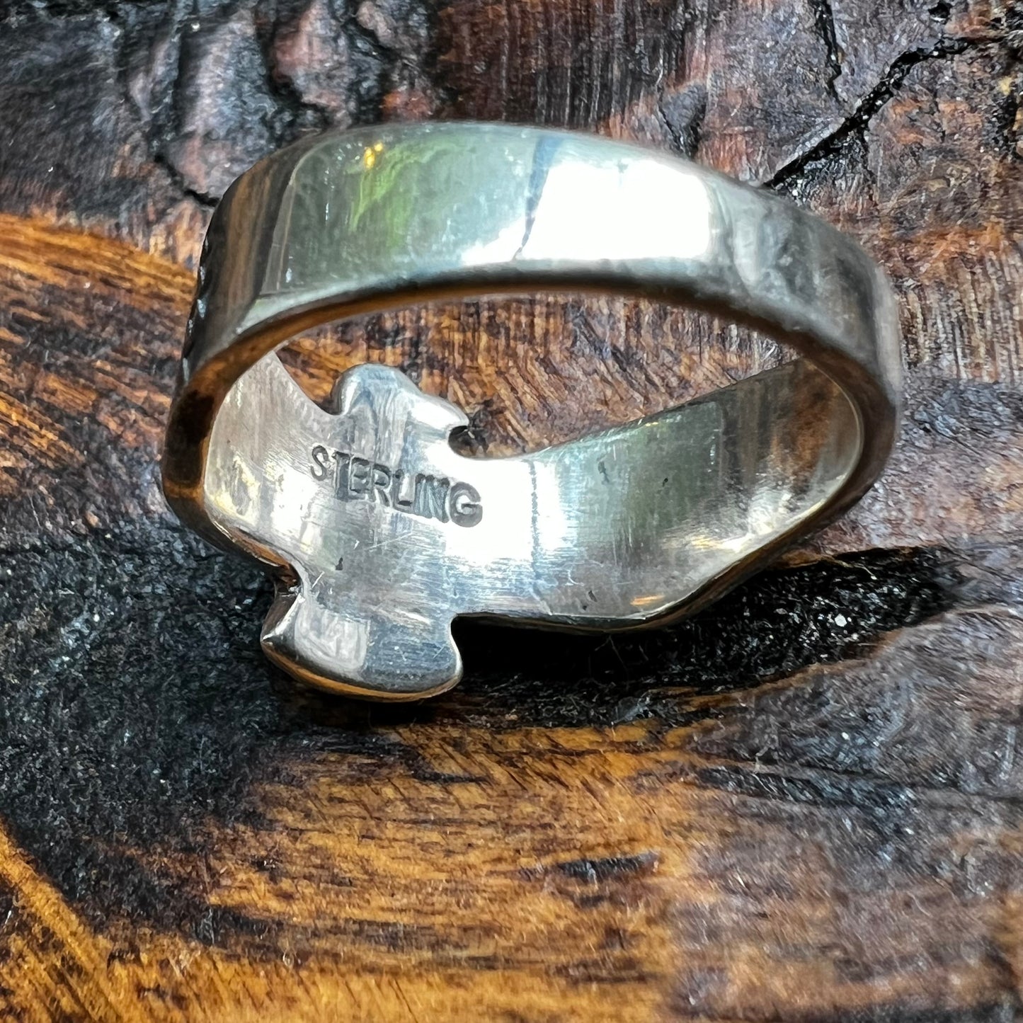 Sterling Silver Kingman Turquoise Thunderbird Ring Size 7.25
