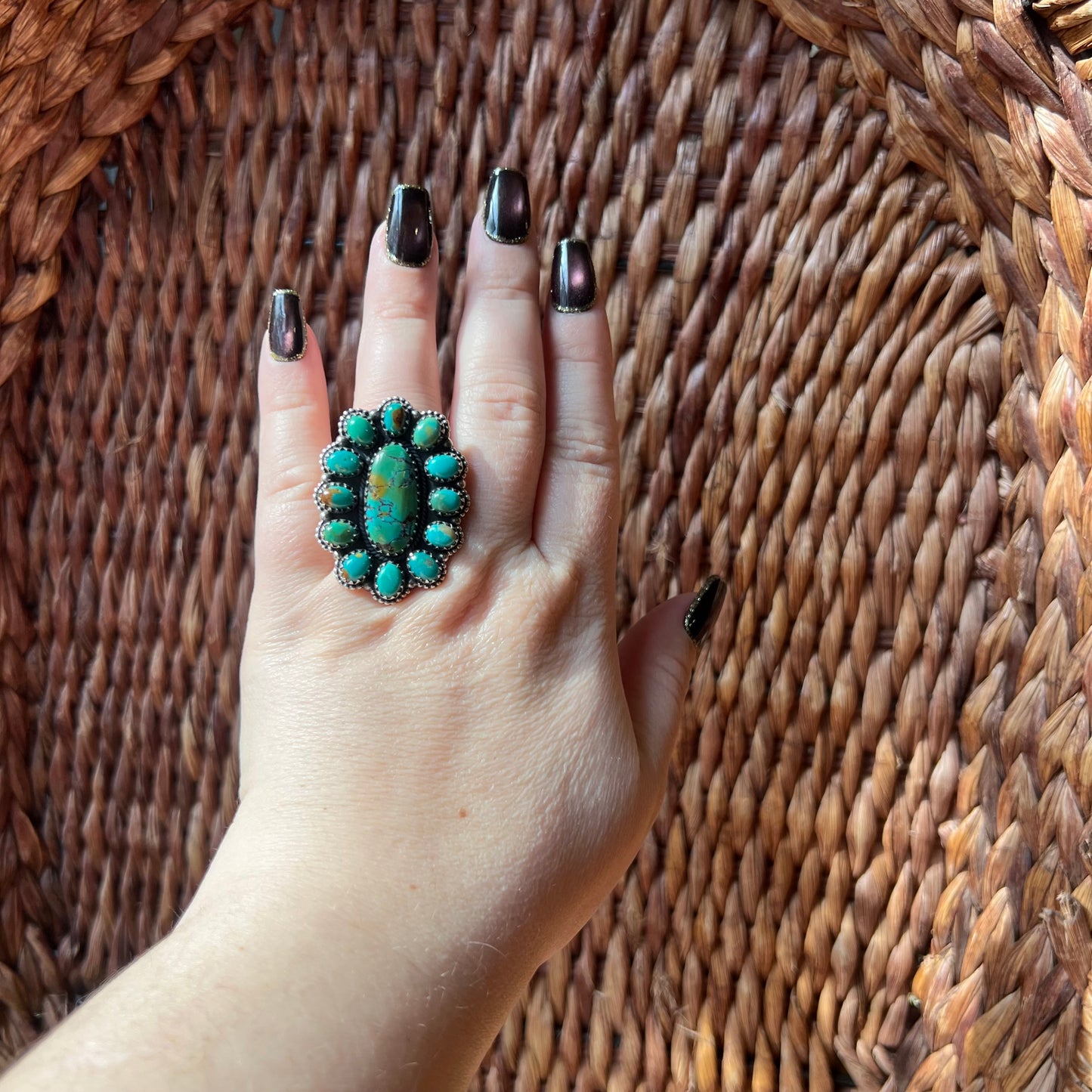 Kingman Turquoise Collector Cluster Ring Size 8.75