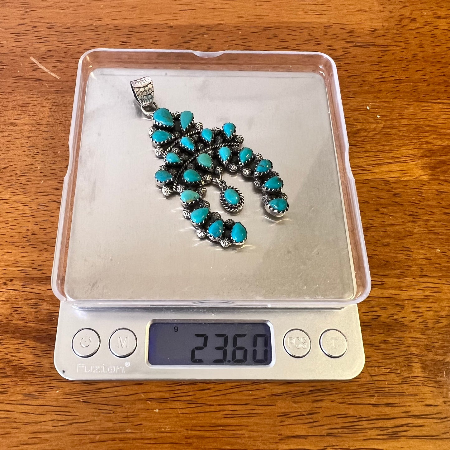 Kingman Turquoise Naja Pendant | Sterling Silver Cluster Statement