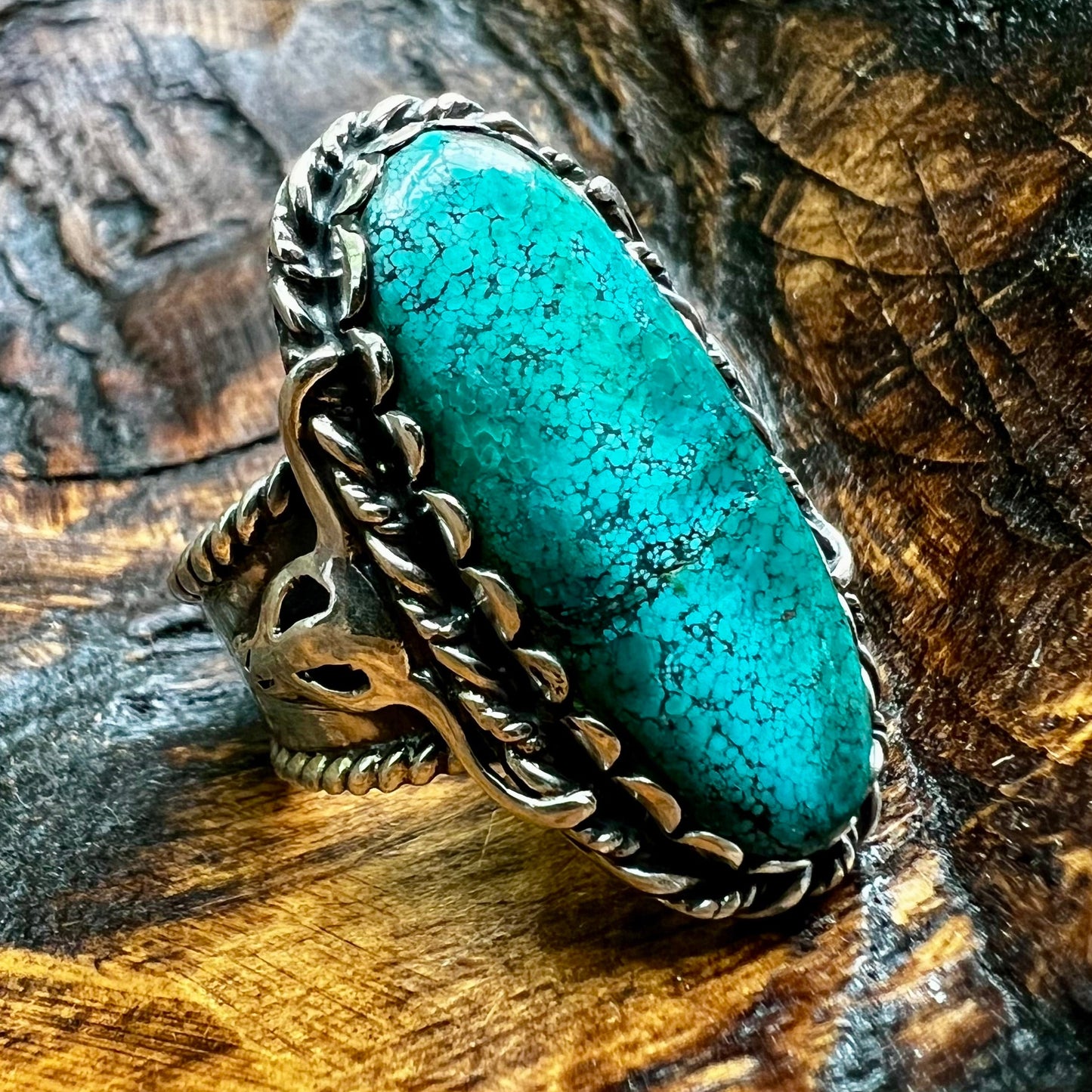 Kingman Turquoise Statement Ring – Wide Band Sterling Silver