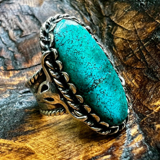 Kingman Turquoise Statement Ring – Wide Band Sterling Silver