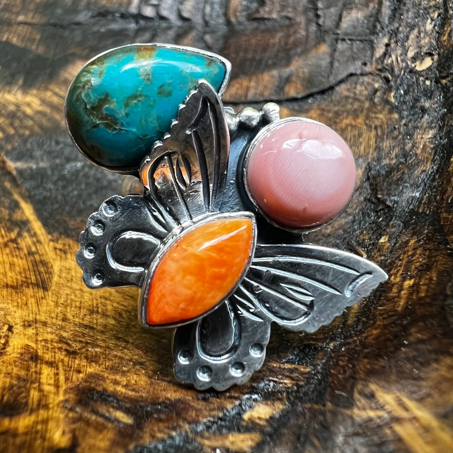 Sterling Silver Multi-Stone Butterfly Ring – Size 6