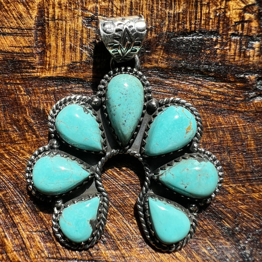 Kingman Turquoise Naja Pendant in Sterling Silver – Handcrafted Southwestern