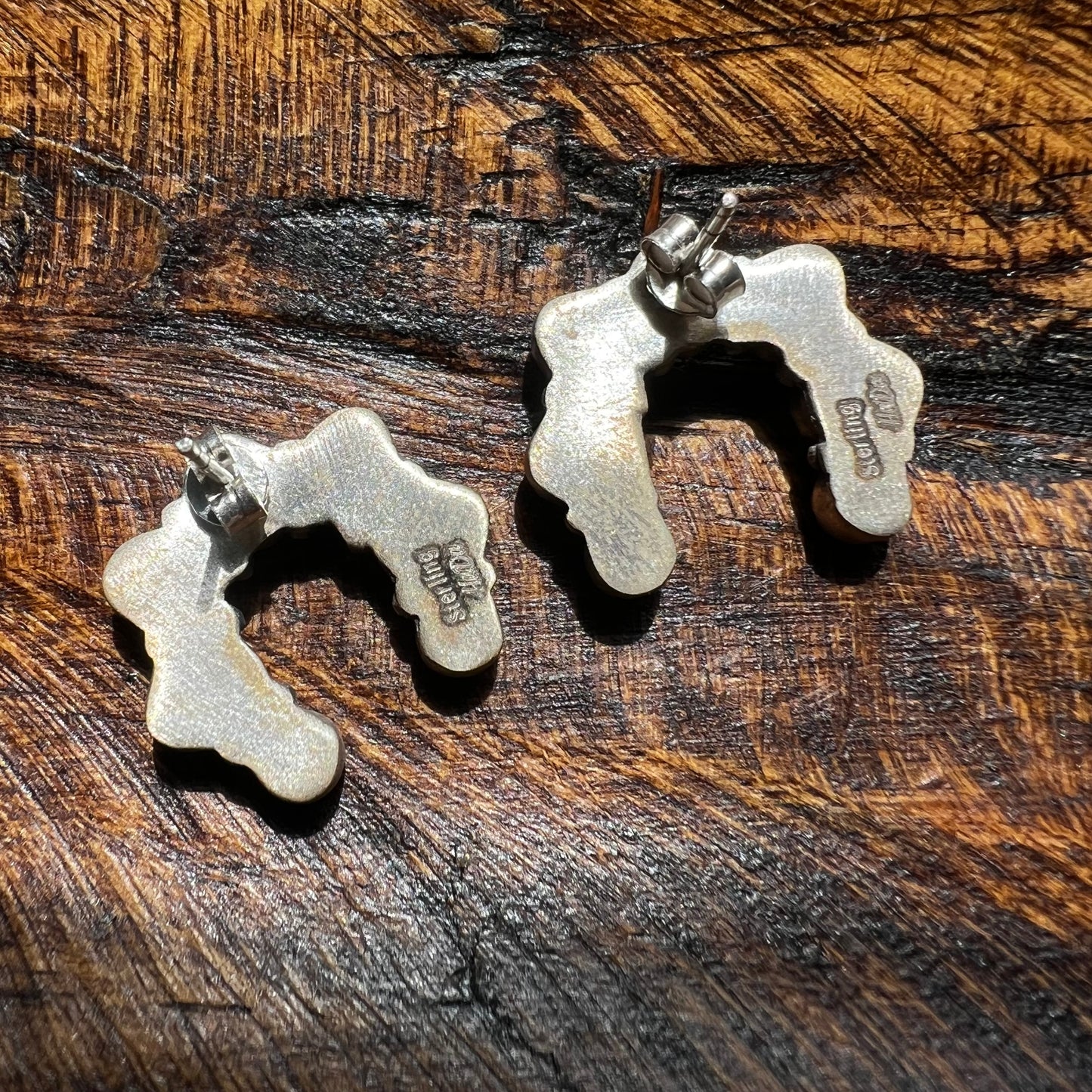 White Buffalo Naja Sterling Silver Stud Earrings