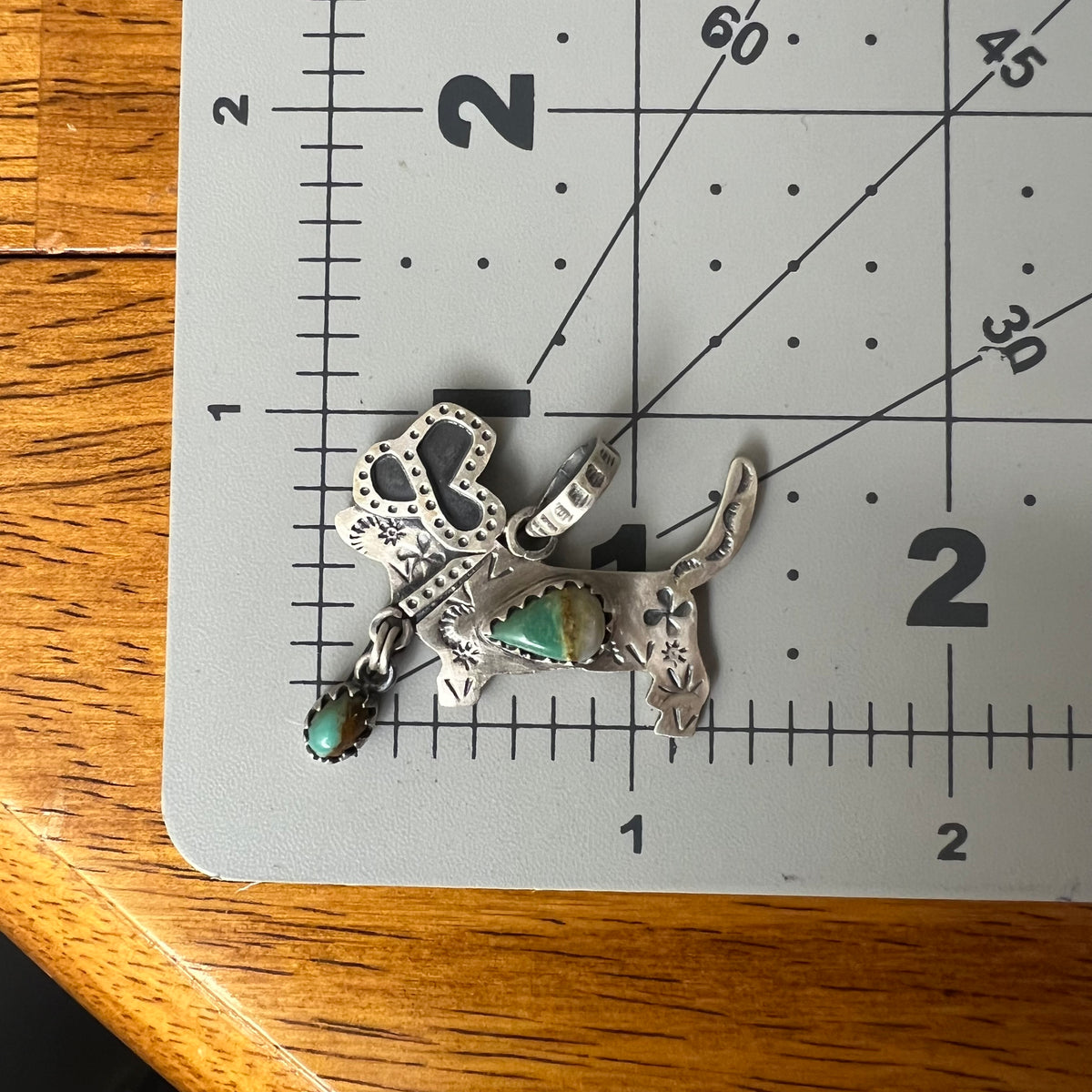 Sterling Silver Kingman Turquoise Cowboy Dachshund Pendants