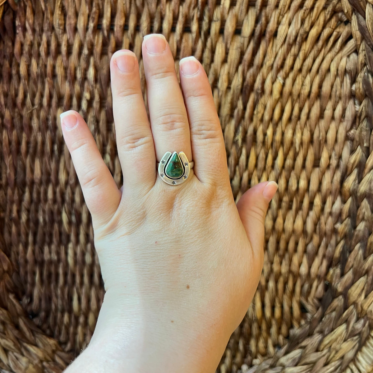 Sterling Silver Horseshoe Statement Ring – Turquoise, Spiny Oyster & Queen Conch Options