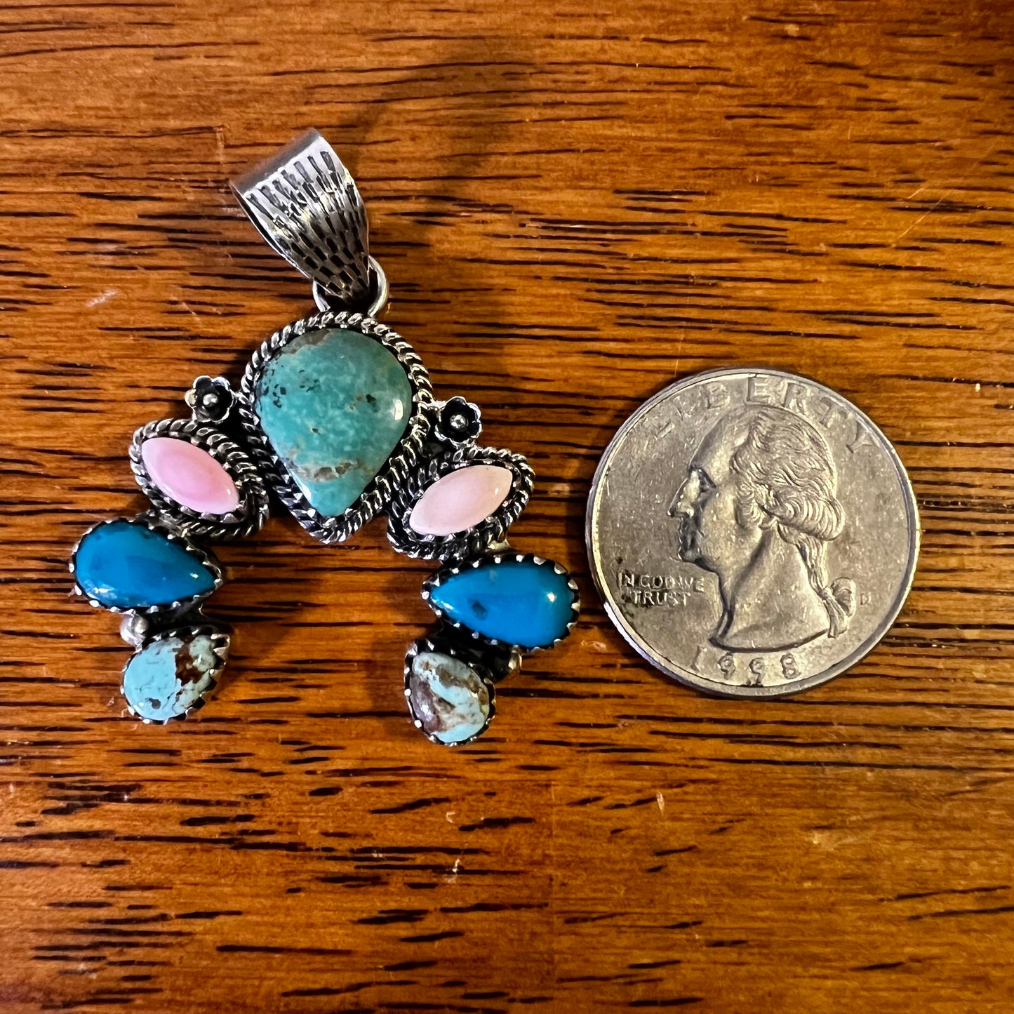 Kingman Turquoise & Queen Conch Naja Pendant