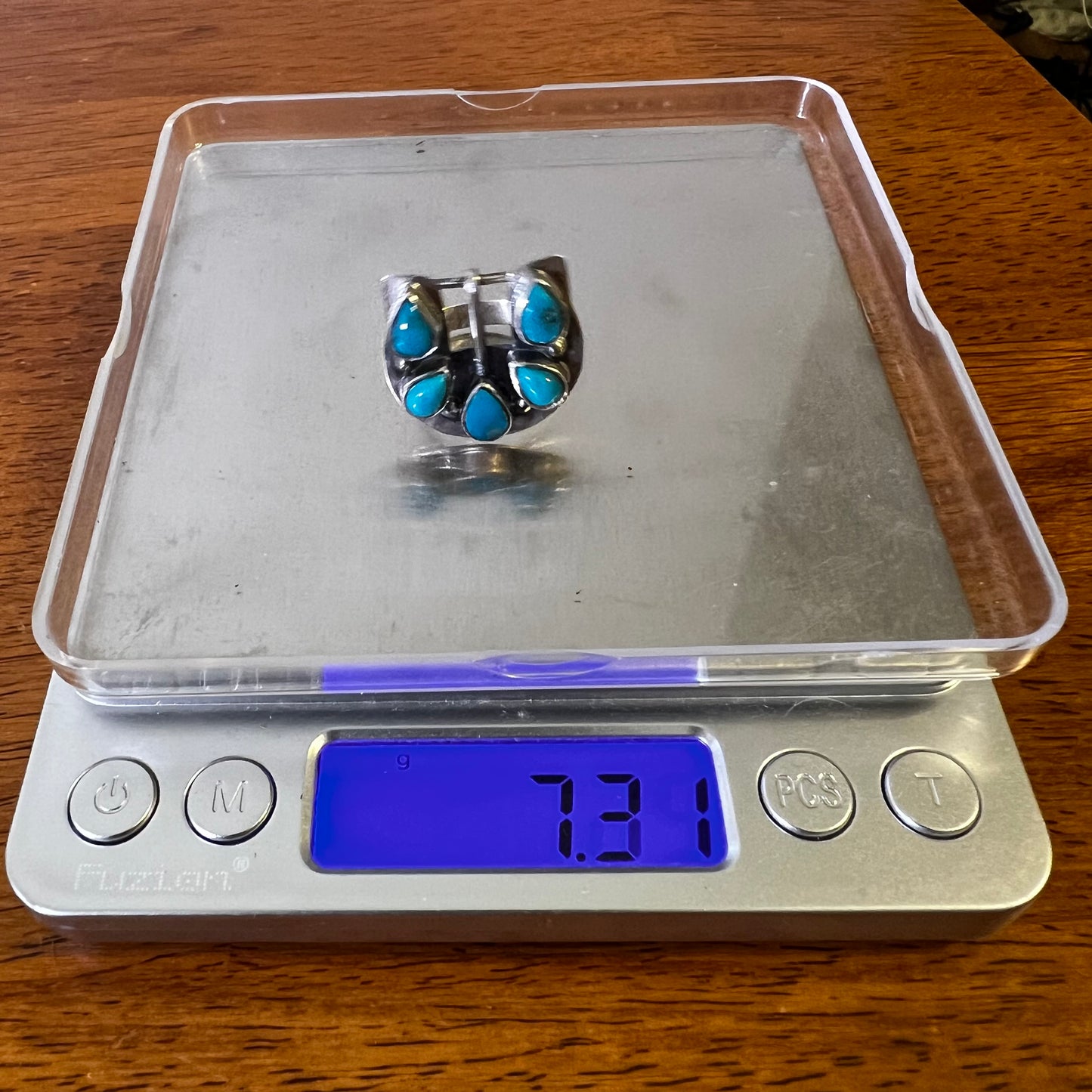 Sterling Silver Kingman Turquoise Belt Buckle Ring | Adjustable