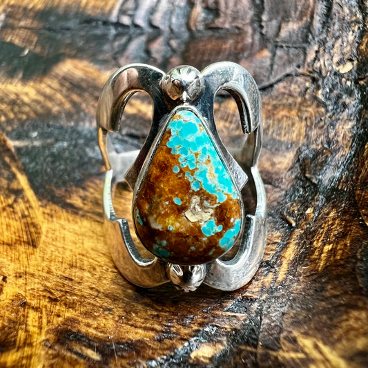 Sterling Silver Kingman Turquoise Cutout Ring – Size 6