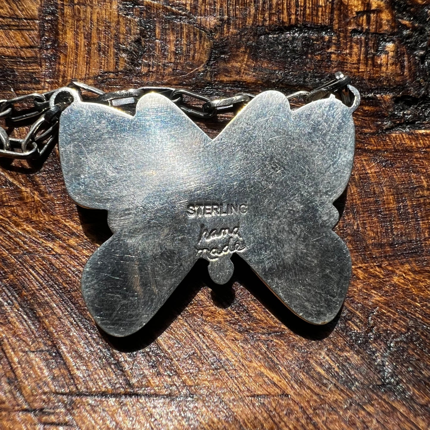 Kingman Turquoise Butterfly Necklace – Sterling Silver Paperclip Chain