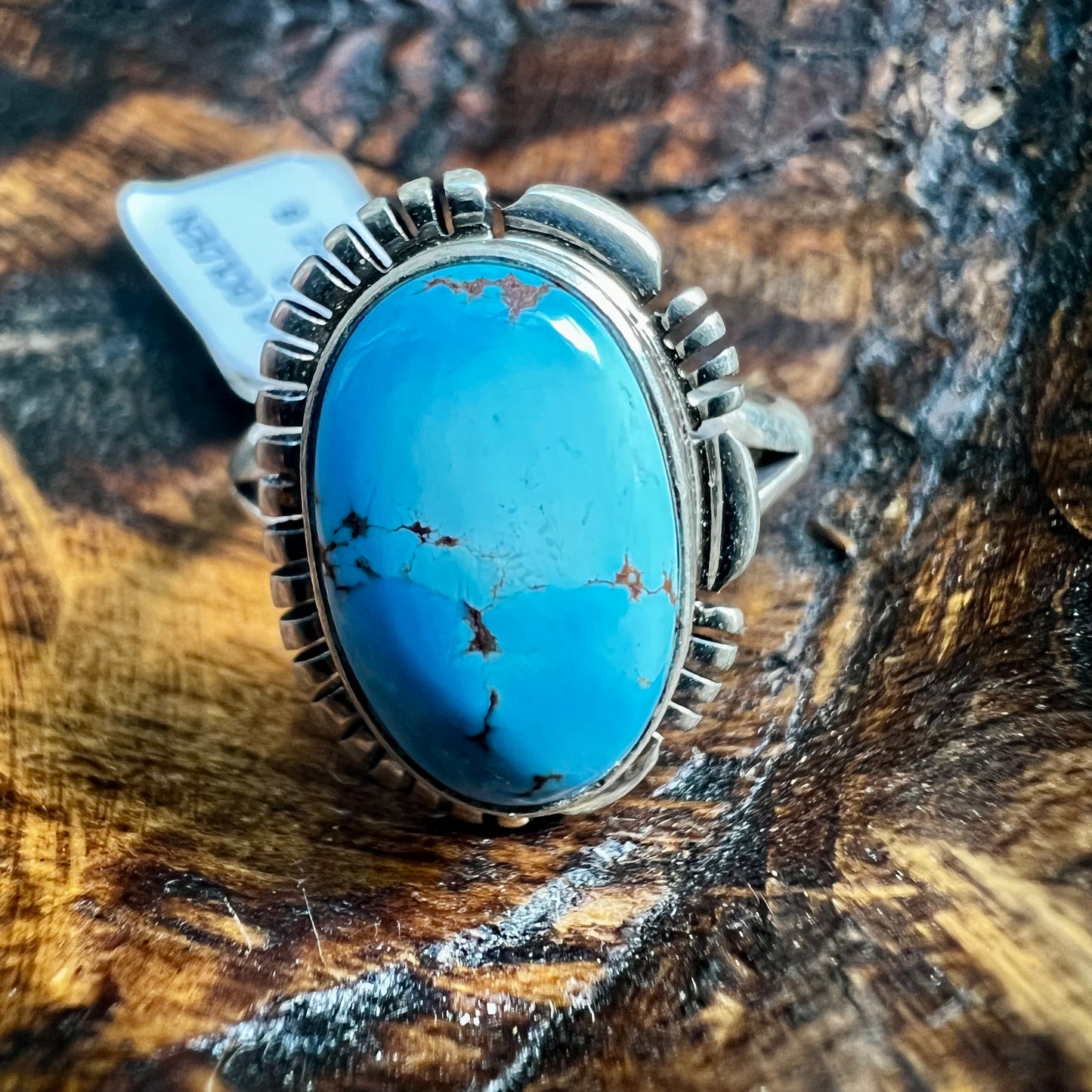 Golden Hills Turquoise Ring Size 8 Navajo Sterling Silver Norvin Johnson