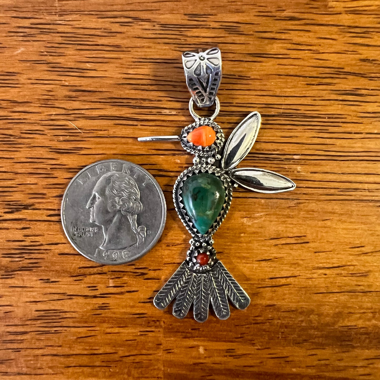 Sterling Silver Multi Stone Hummingbird Pendant
