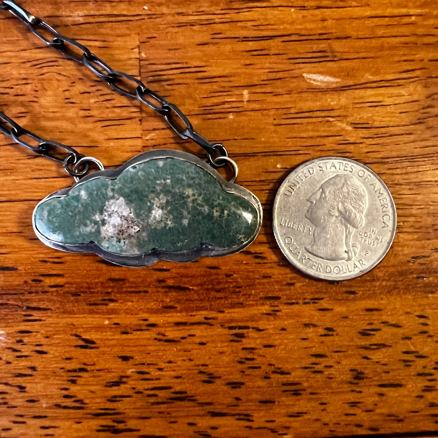 Tony Yazzie Navajo Kingman Turquoise Cloud Necklace Sterling Silver Handmade