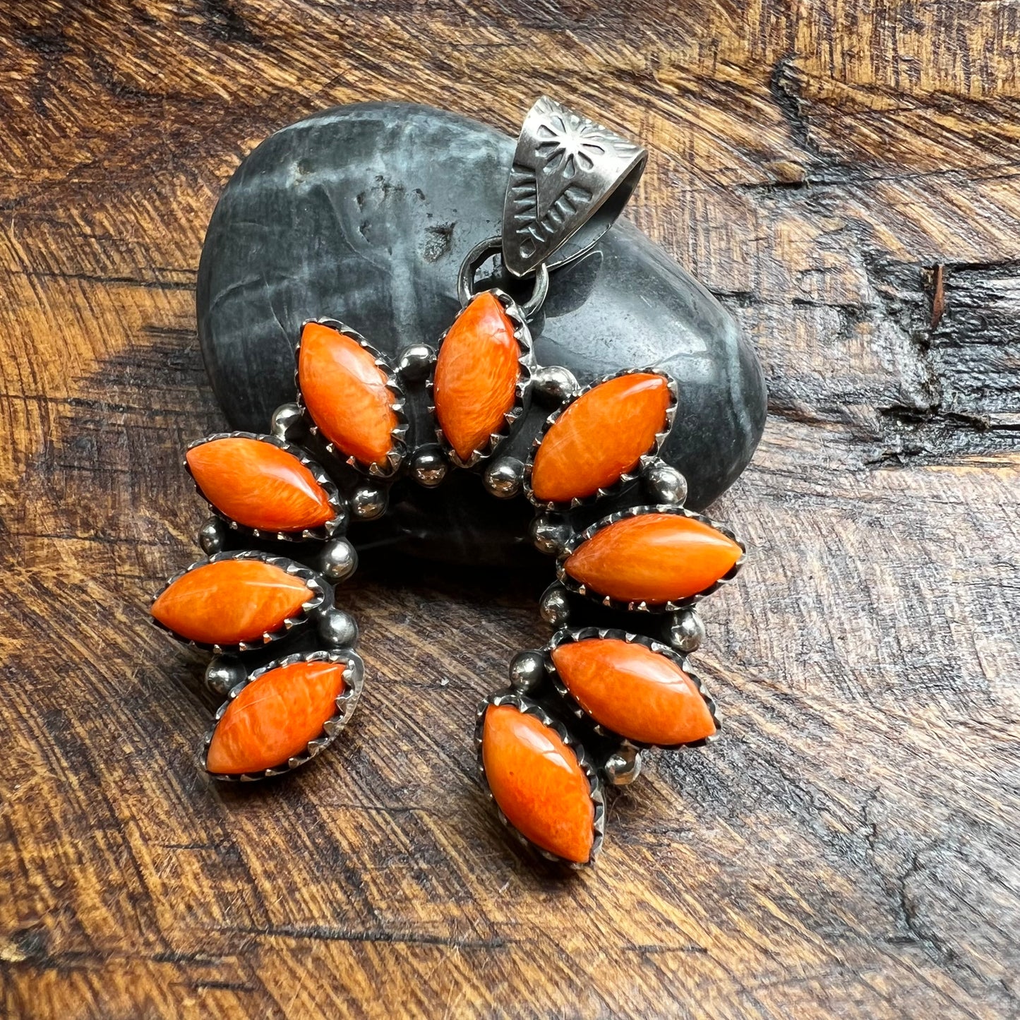 Sterling Silver & Spiny Oyster Naja Pendant