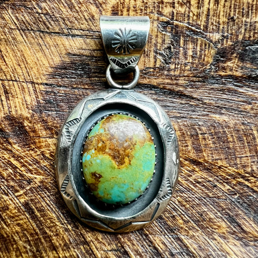 Sterling Silver Kingman Turquoise Shadowbox Pendant