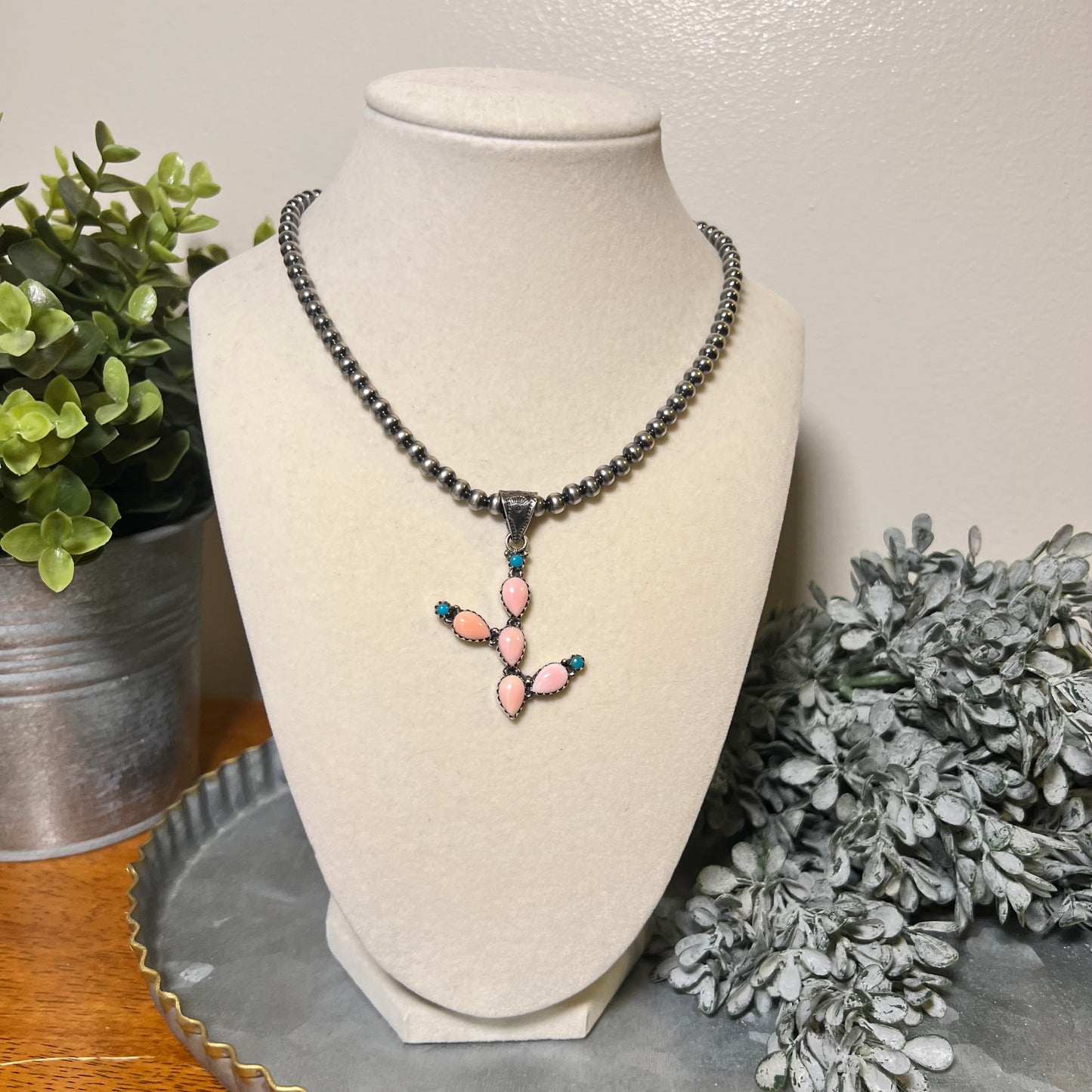 Blush Desert Bloom Cactus Pendant