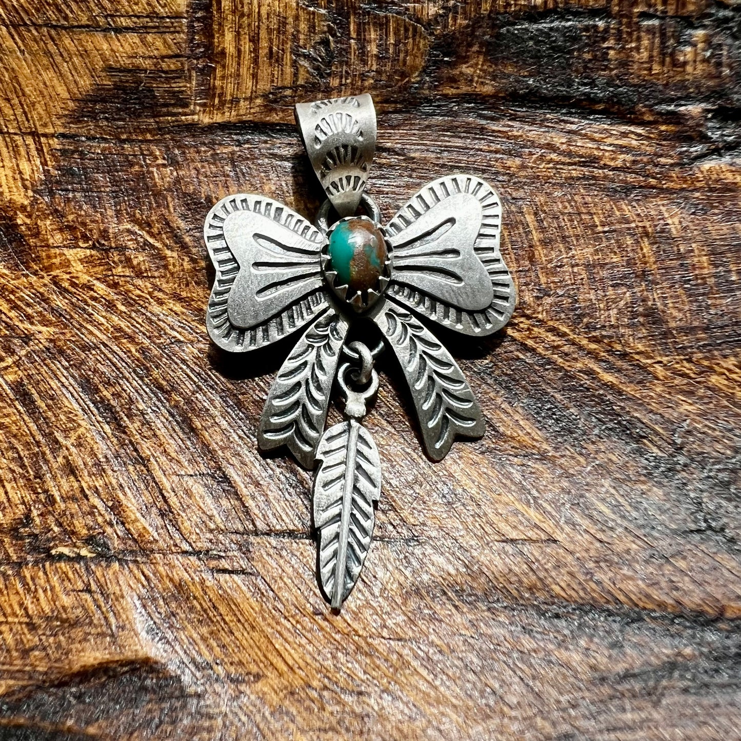 Sterling Silver Fox Turquoise Bow Pendant