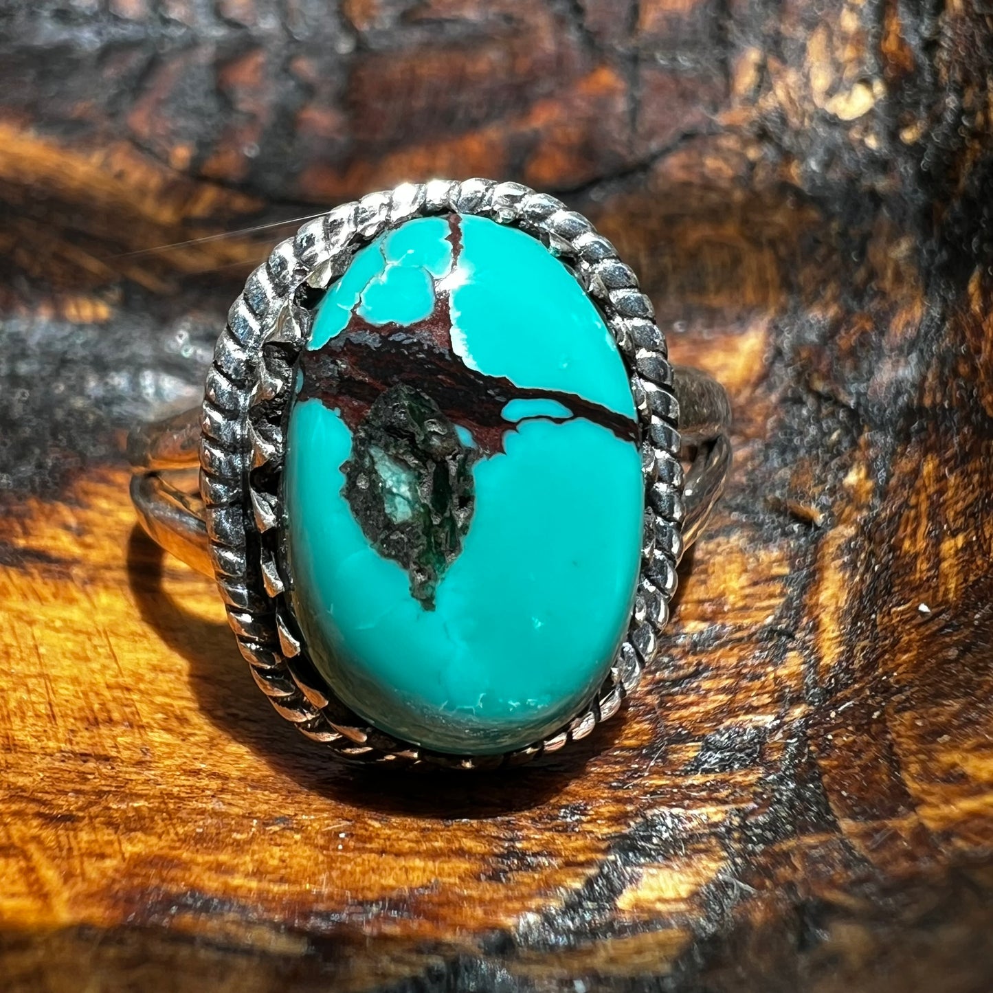Sterling Silver Kingman Turquoise Ring Size 8