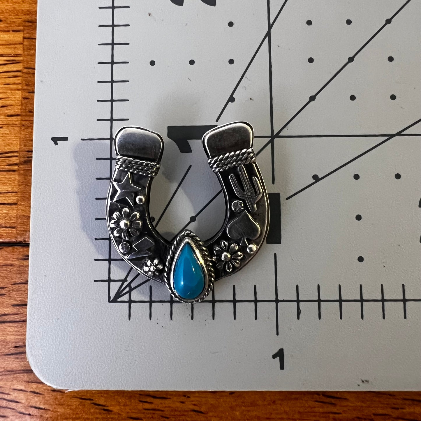 Sterling Silver & Kingman Turquoise Horseshoe Pendant