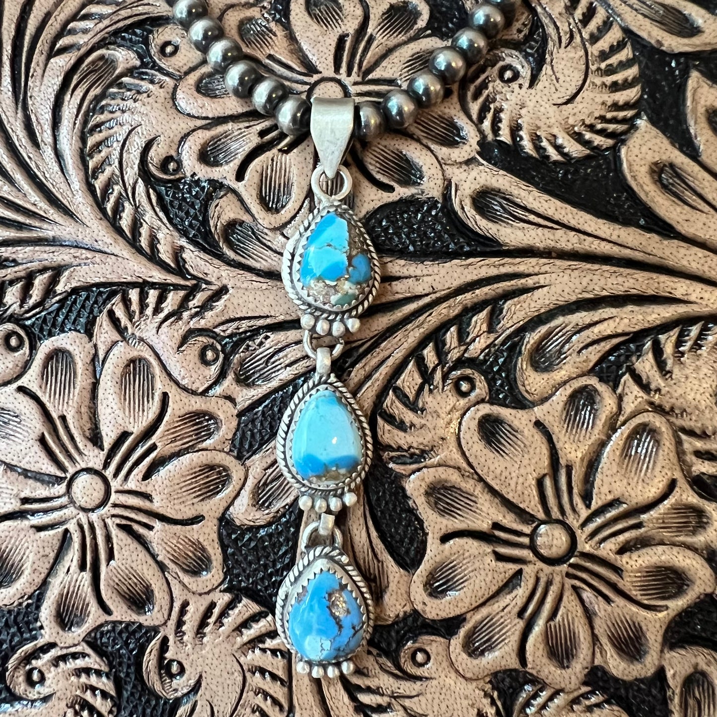 Sterling Silver Golden Hills Turquoise Triple Drop Pendant