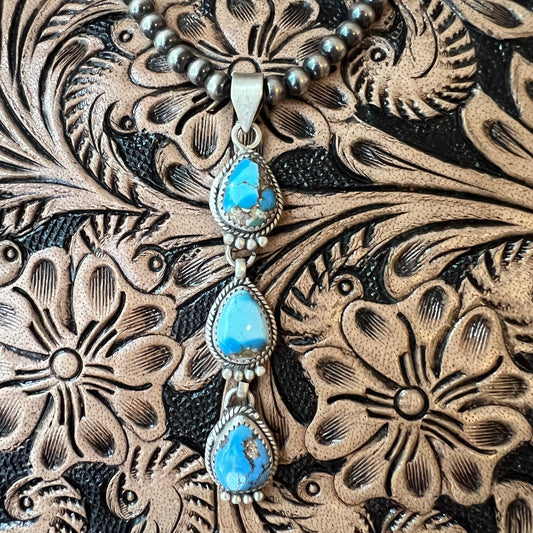 Sterling Silver Golden Hills Turquoise Triple Drop Pendant