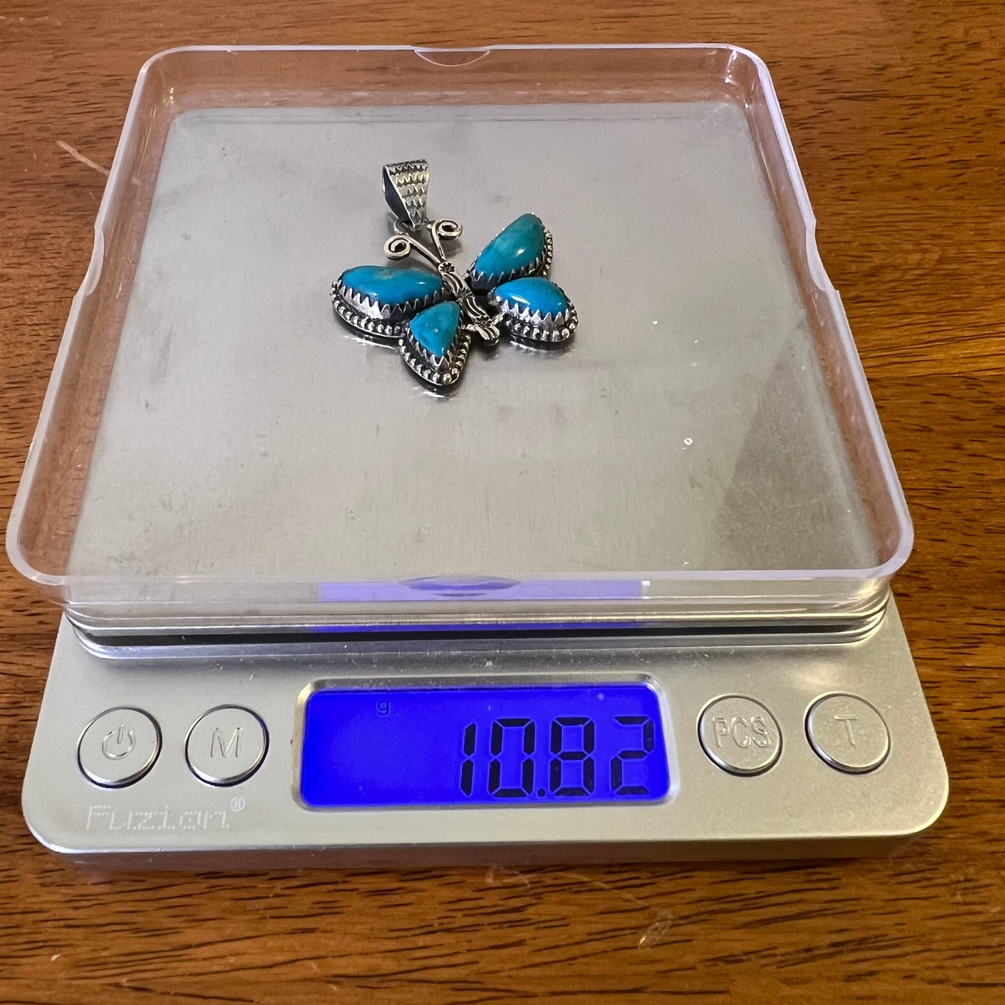 Kingman Turquoise Butterfly Pendant in Sterling Silver