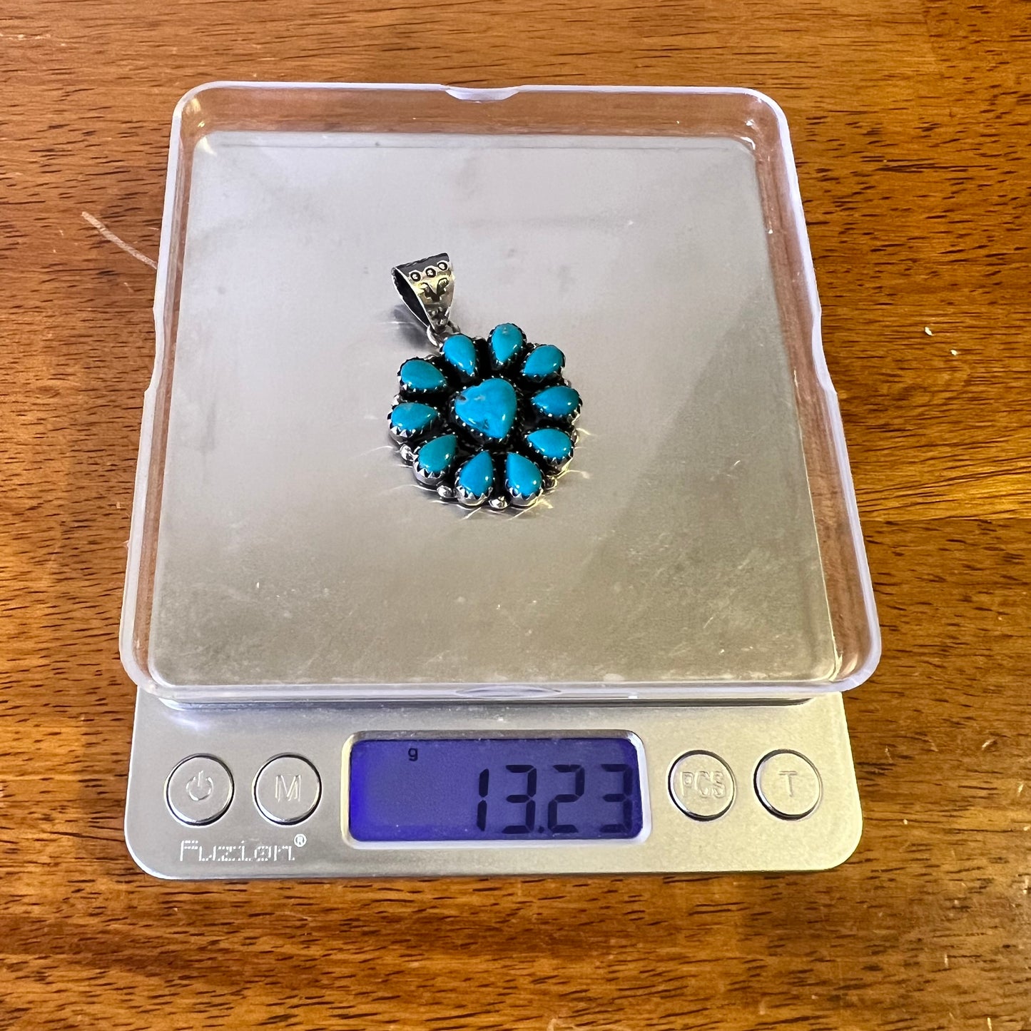 Kingman Turquoise Heart Cluster Pendant | Sterling Silver Statement