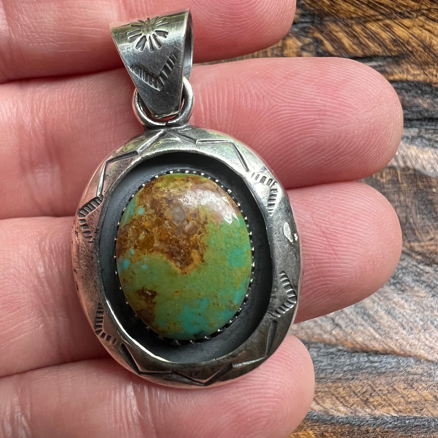 Sterling Silver Kingman Turquoise Shadowbox Pendant