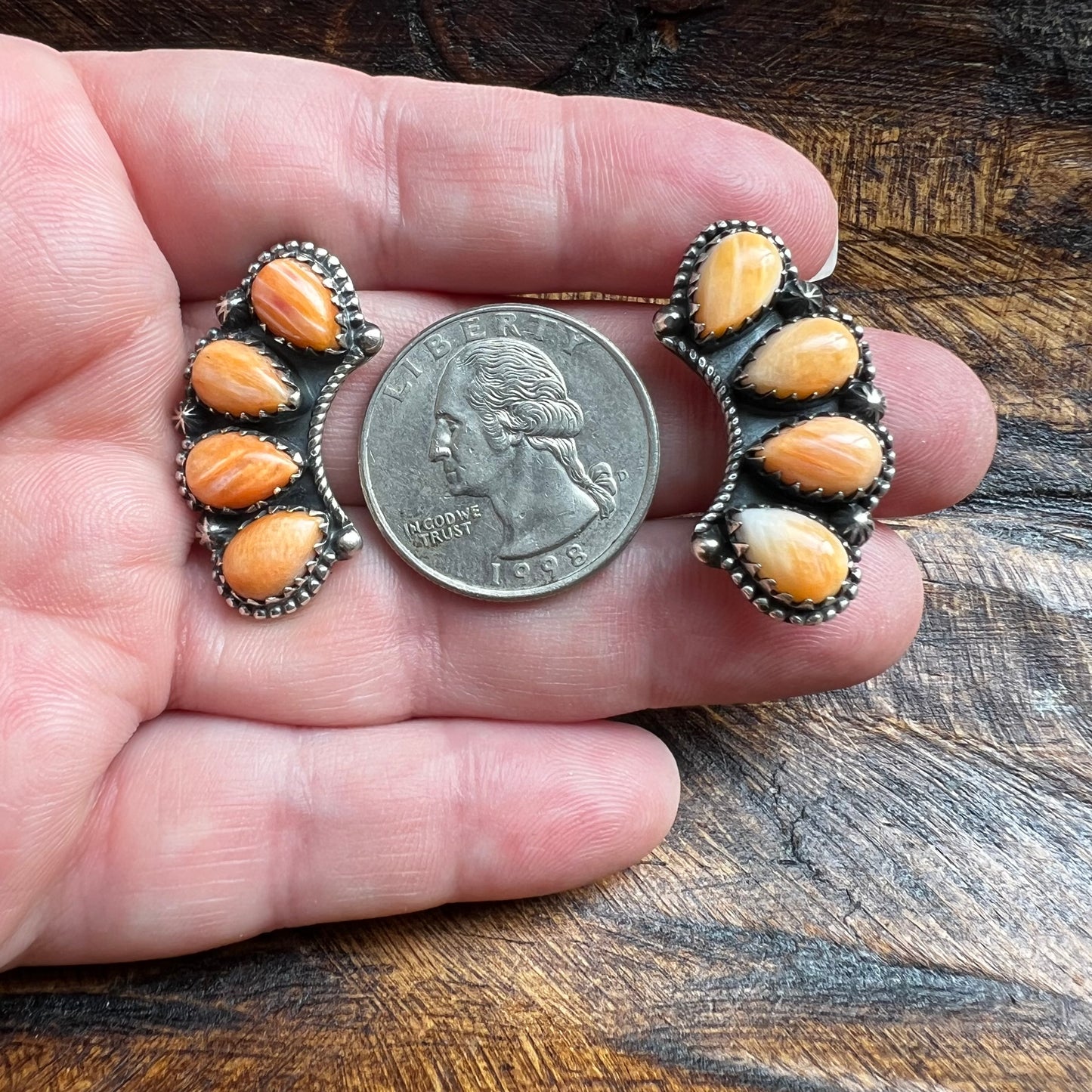 Sterling Silver Spiny Oyster Crawler Earrings | Southwestern Studs