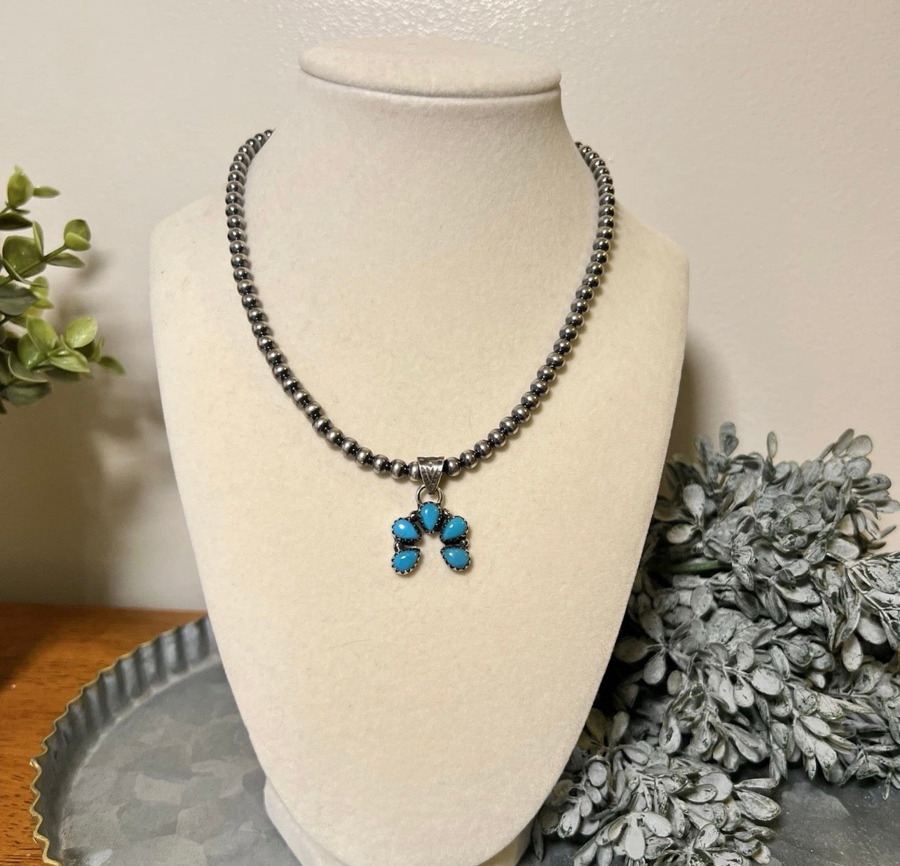 Kingman Turquoise Mini Naja Pendant | Sterling Silver