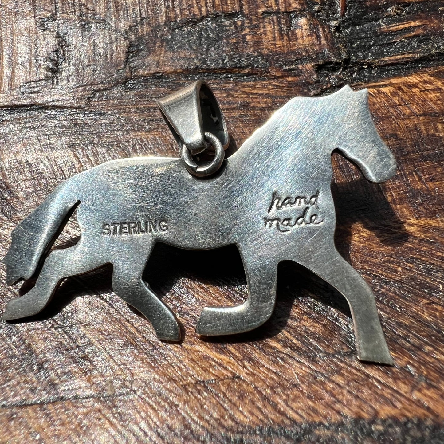 Kingman Turquoise Horse Pendant in Sterling Silver