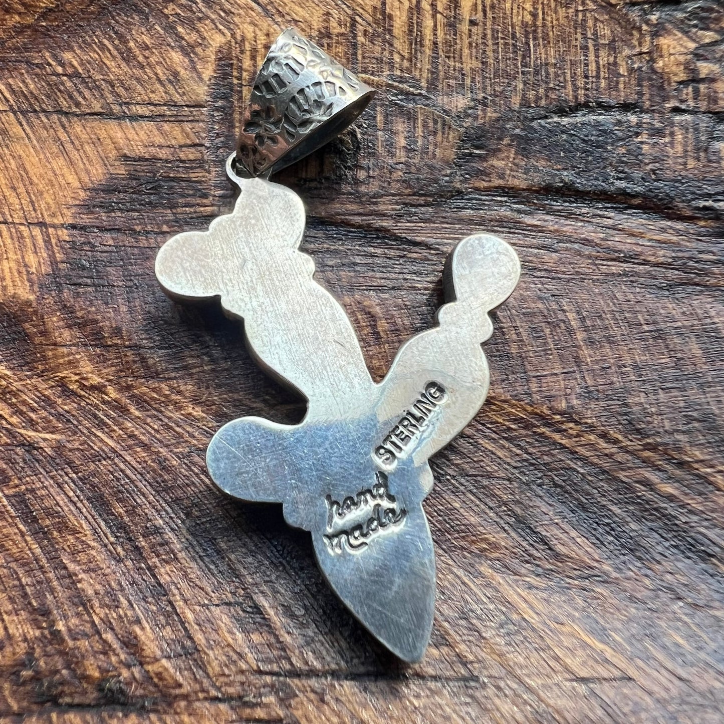 Southwestern Sterling Silver Turquoise & Spiny Oyster Cactus Pendant