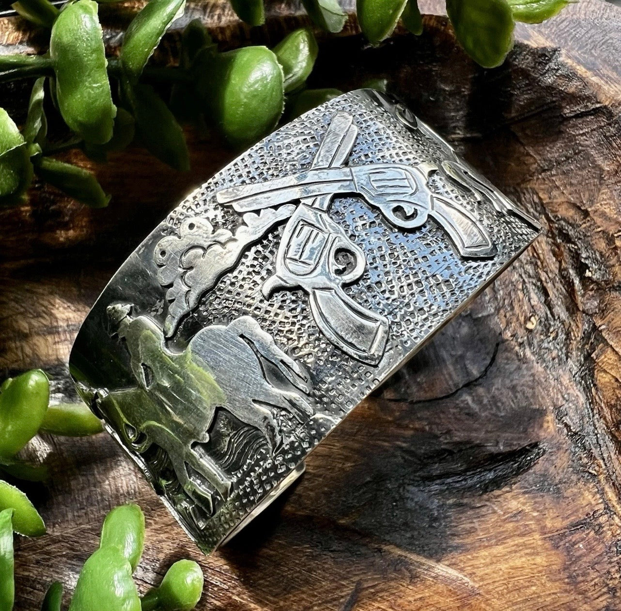 Sterling Silver Western Storyteller Cuff Bracelet | Handcrafted Collector Piece