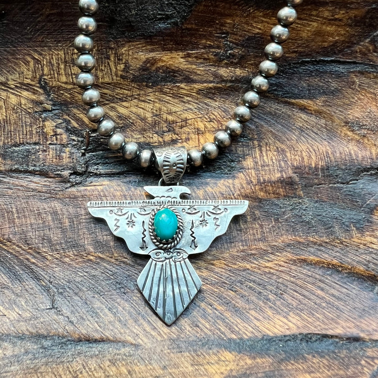 Kingman Turquoise Thunderbird Pendant