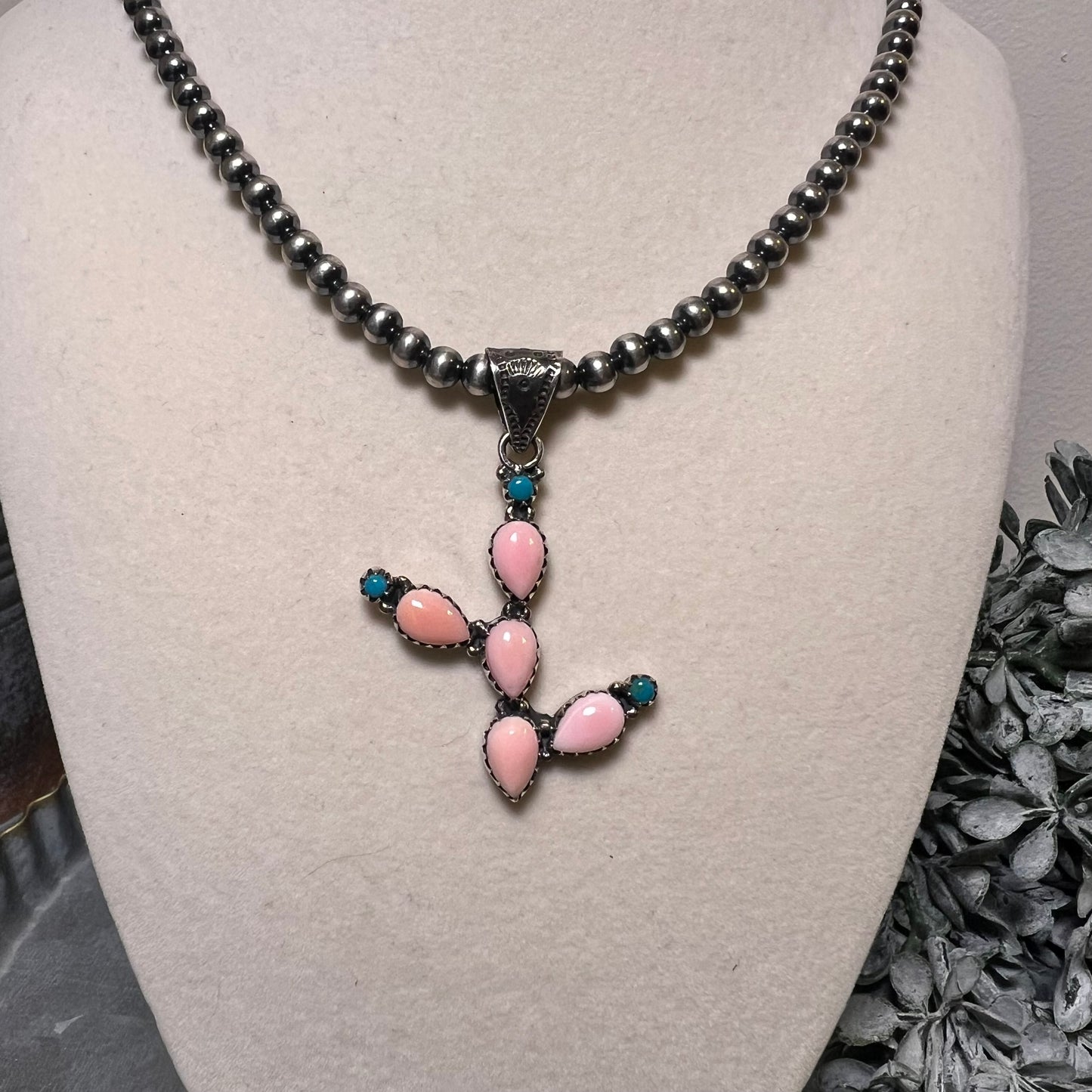 Blush Desert Bloom Cactus Pendant