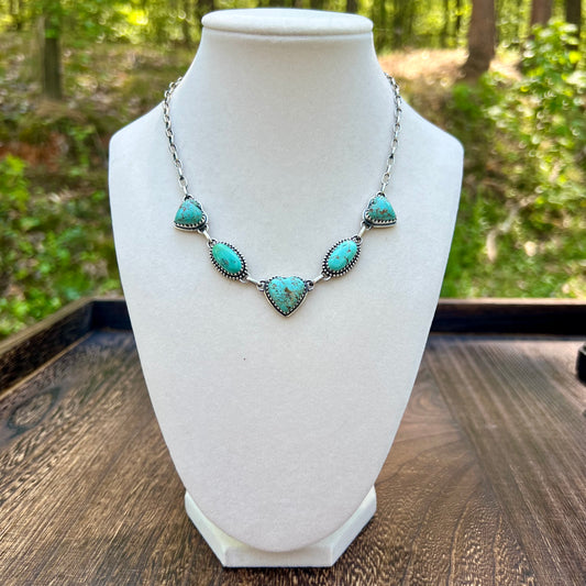 Kingman Turquoise Heart Choker Necklace – Sterling Silver Statement