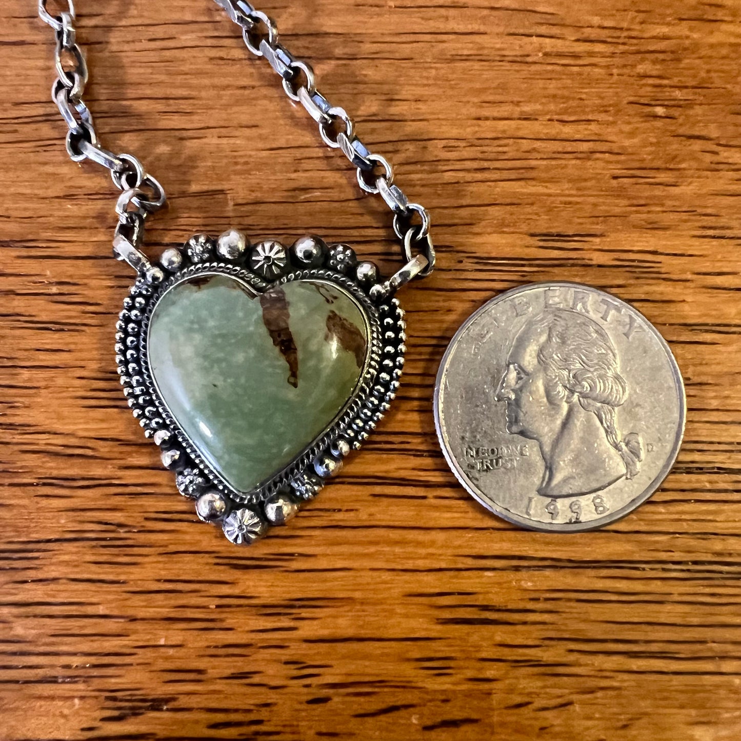 Sterling Silver Kingman Turquoise Heart Necklace