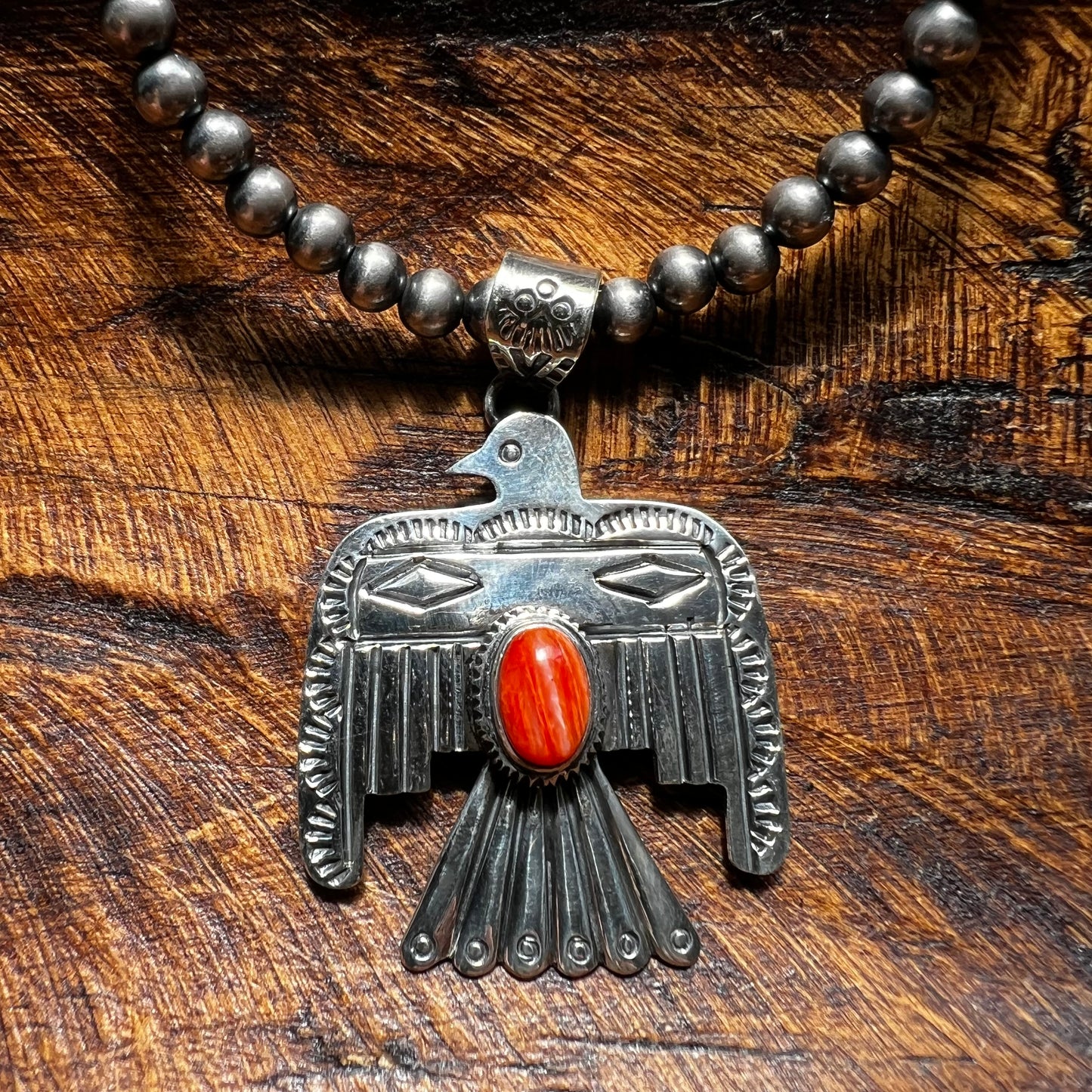 Spiny Oyster Thunderbird Sterling Silver Pendant