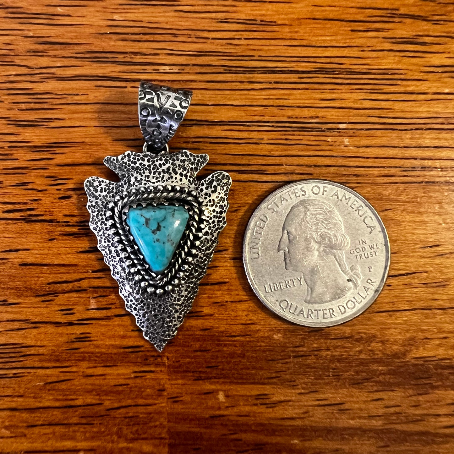 Kingman Turquoise Arrowhead Sterling Silver Pendant