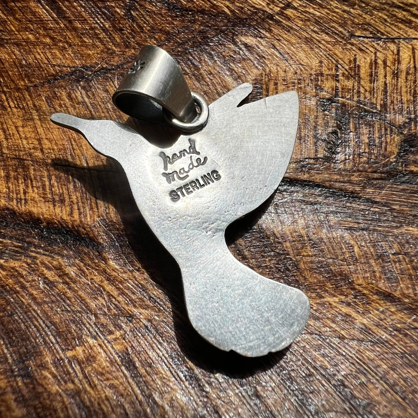Sterling Silver & Italian Red Coral Hummingbird Pendant