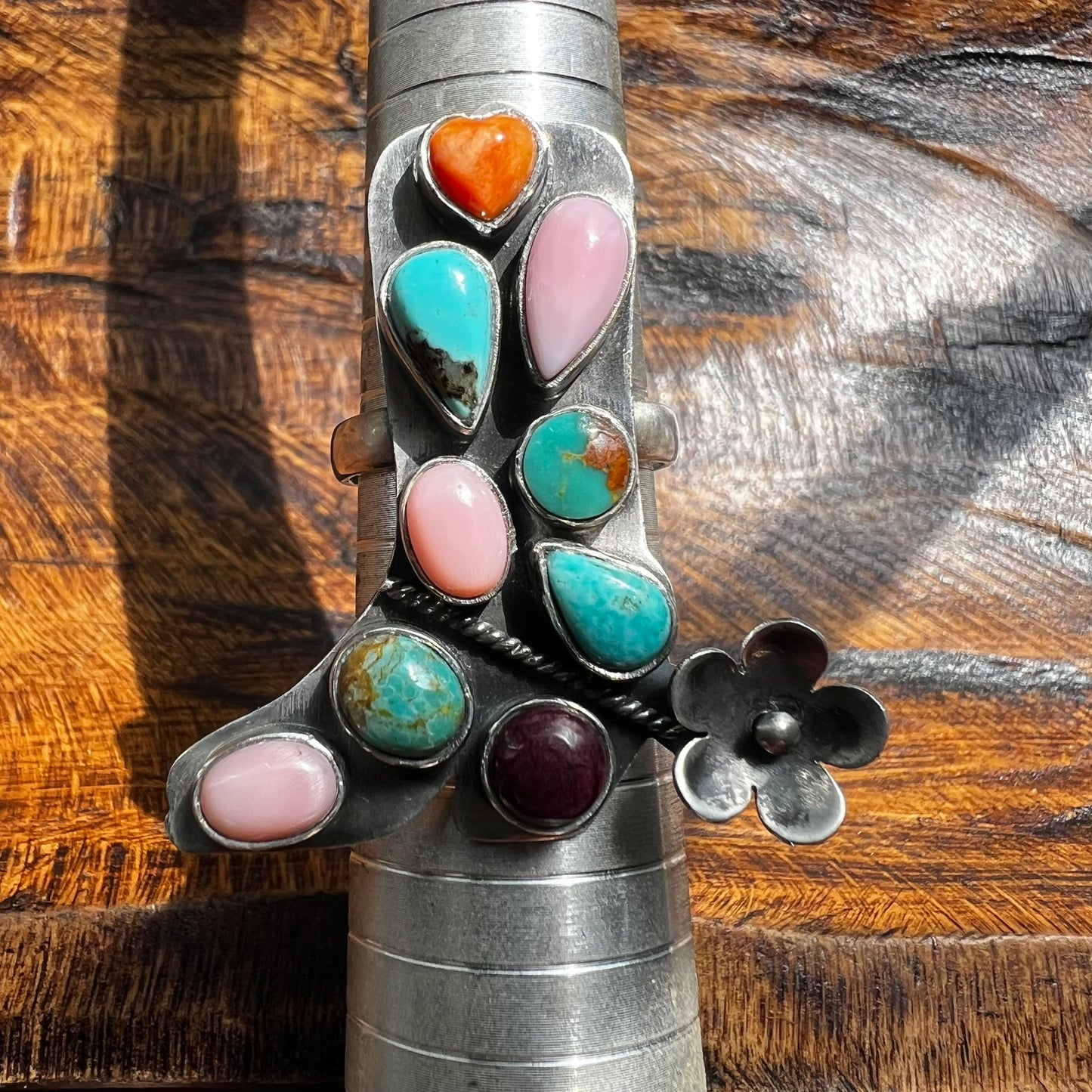 Sterling Silver | Multi Stone Statement Boot Ring | Size 10.5 Adjustable