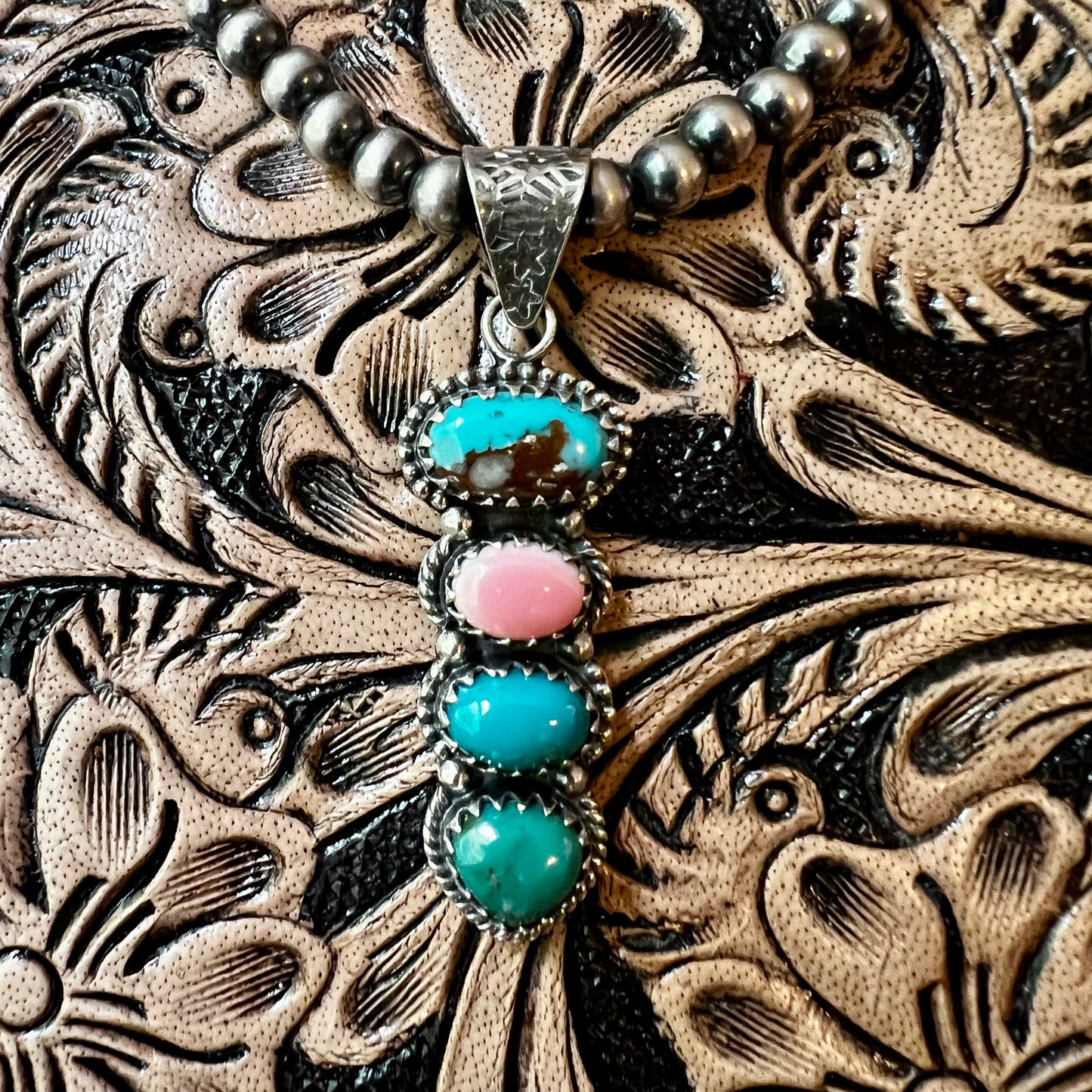 Kingman Turquoise & Queen Conch Multi-Stone Pendant – Sterling Silver Statement