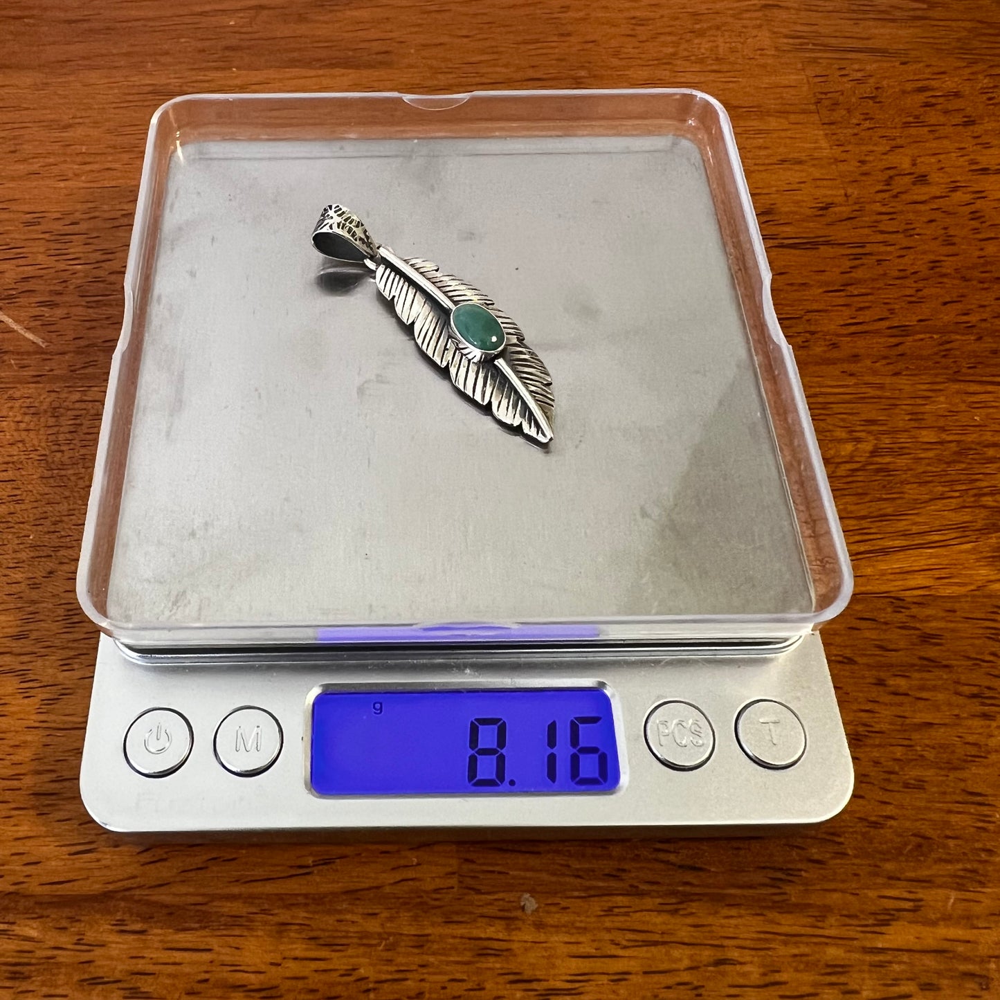 Sterling Silver | Kingman Turquoise Feather Pendant
