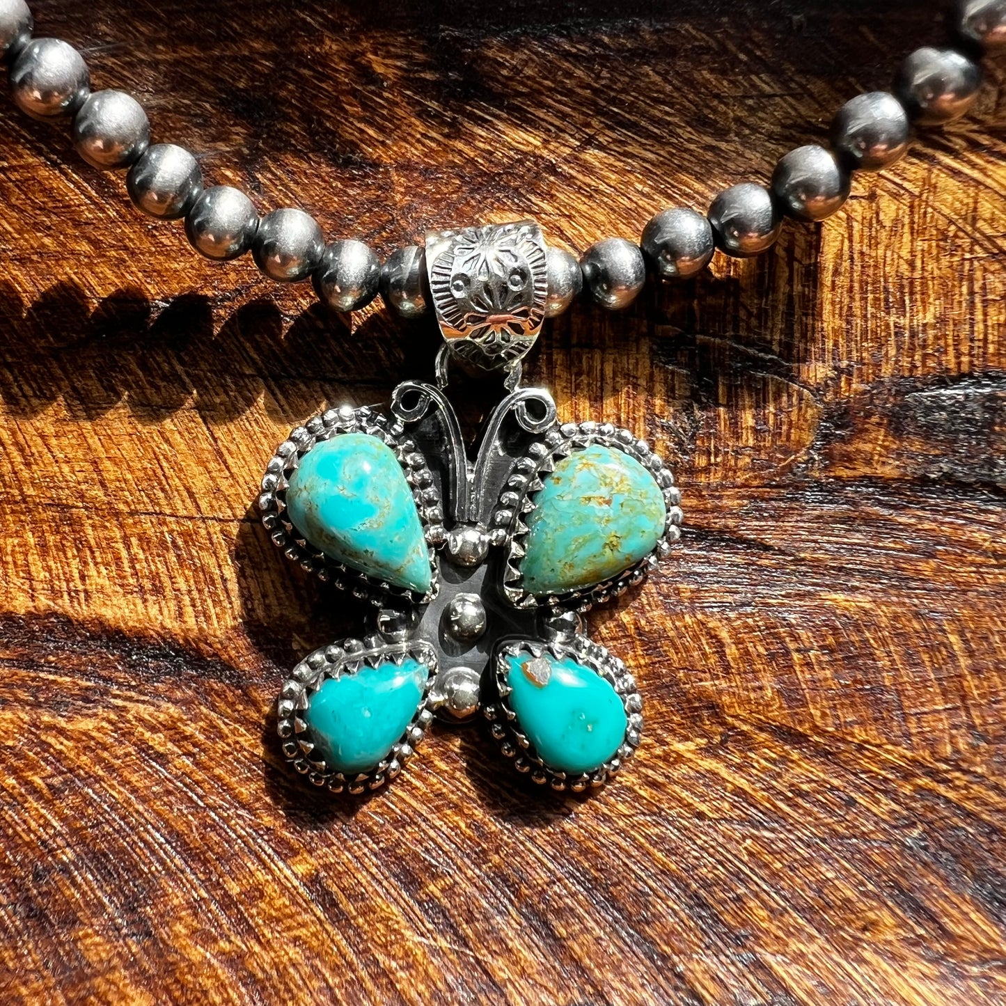 Kingman Turquoise Butterfly Pendant | Sterling Silver Southwestern
