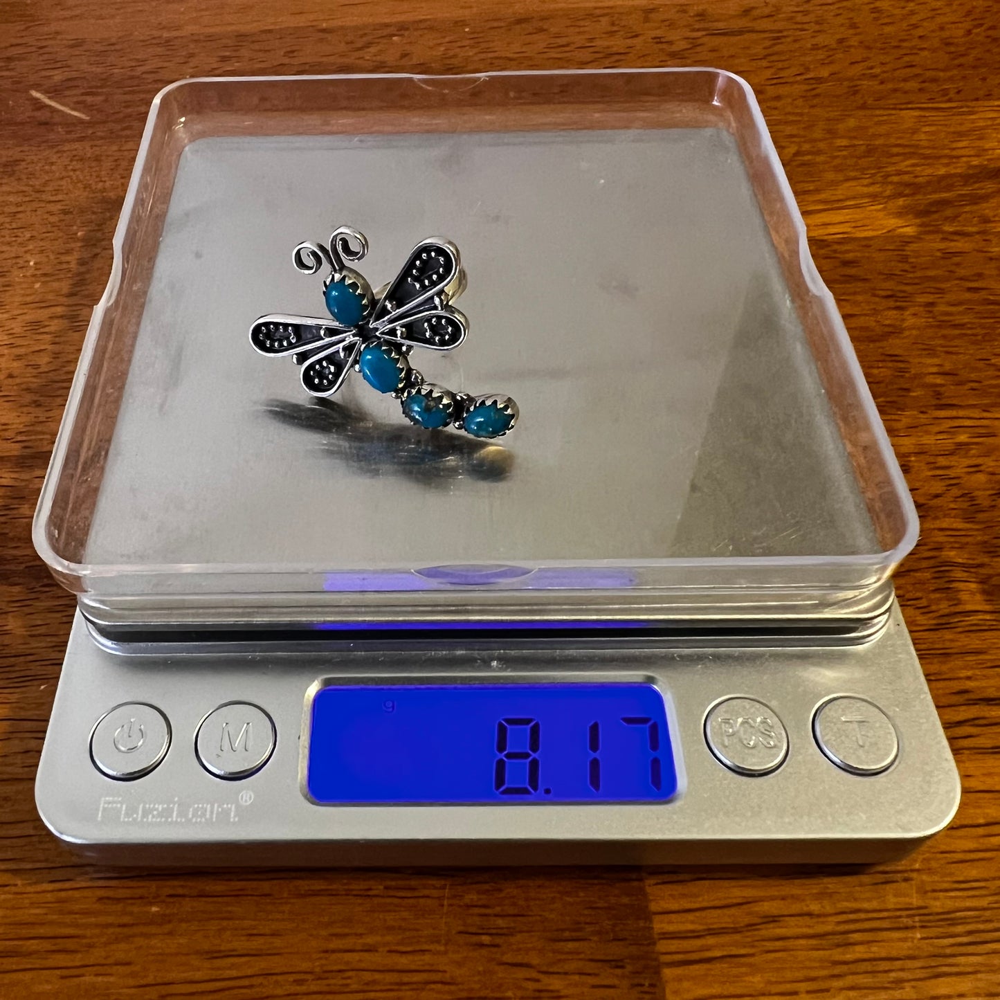 Handcrafted Sterling Silver Kingman Turquoise Dragonfly Ring – Size 8.5