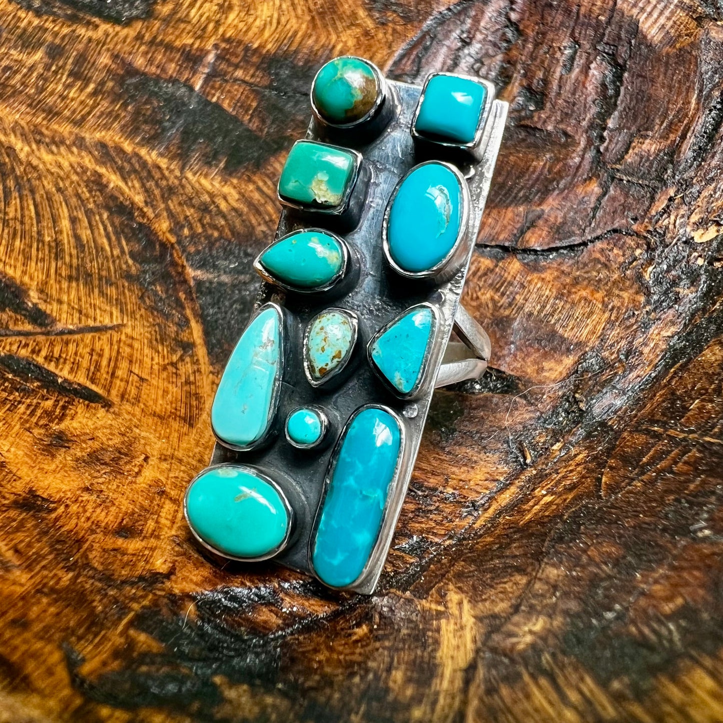 Kingman Turquoise Cluster Statement Ring | Sterling Silver Size 7